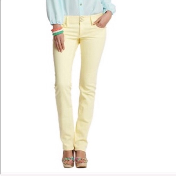 Lilly Pulitzer Denim - Lilly Pulitzer Yellow Worth Straight Low Rise Raw Hem Y2K Jeans Size 10